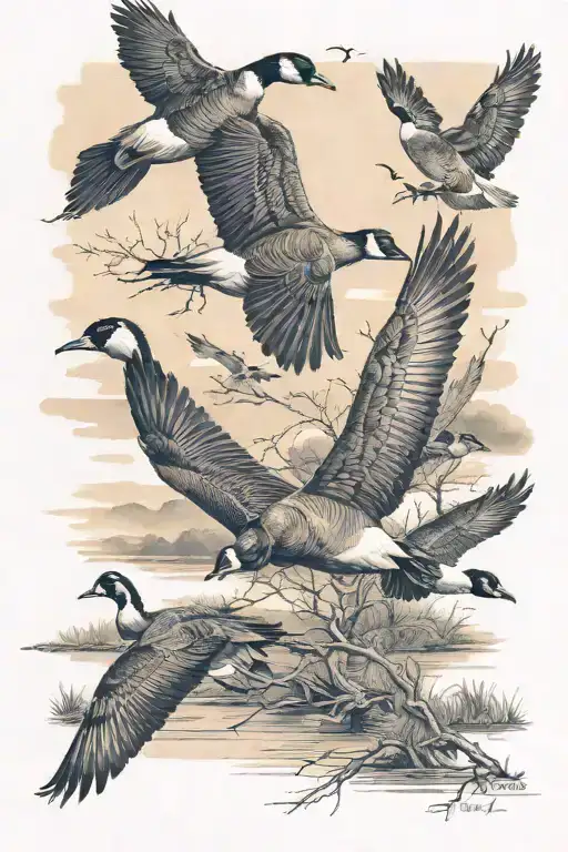 Geese Hunting Scene