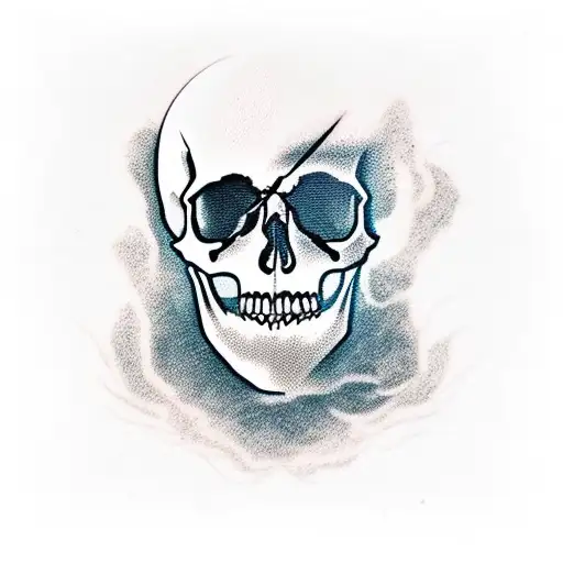 Skull With Rose And Smoke