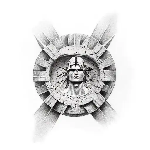 Full Arm Tattoo Spartan At The Top Colosseum At The Bottom Of The Arm