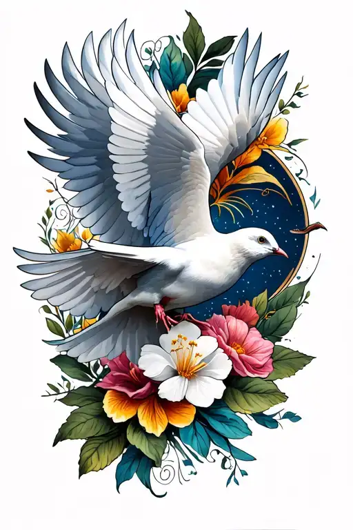 Cancer Tattoo With Dove Flying