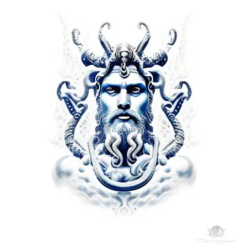 Poseidon With A Stunning Coral Background