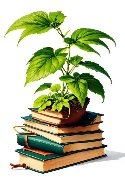 Poisonous Plant Surrounded By Books