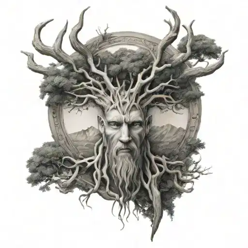 Yggdrasil For Head Tattoo Holding