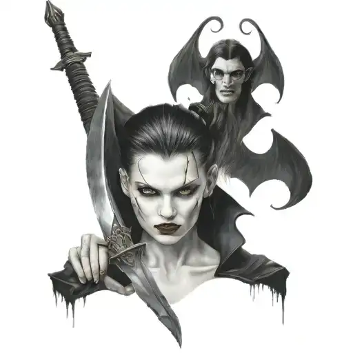 Vampire Girl Holding Sword