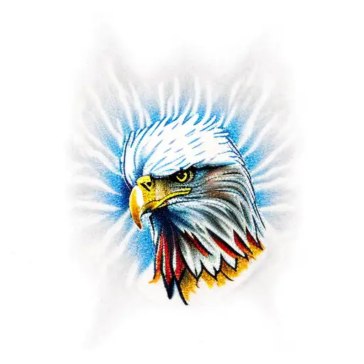 Eagle On Branch Red White And Blue