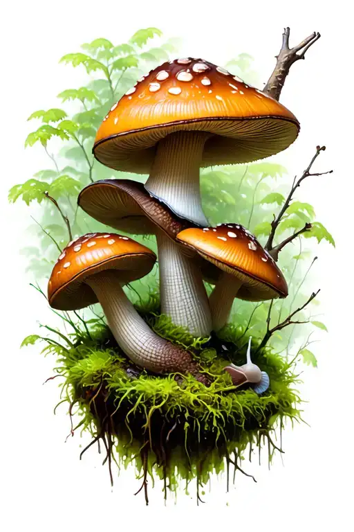 Forest Scene Snails Decay Mushrooms Moss Growth