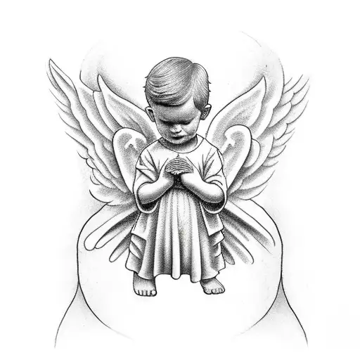 Male Little Angel Praying