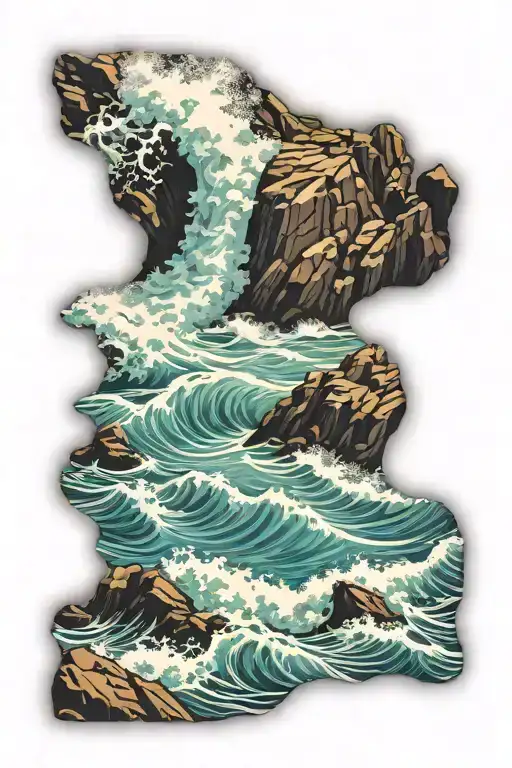Ocean Waves Crashing Into Rocks