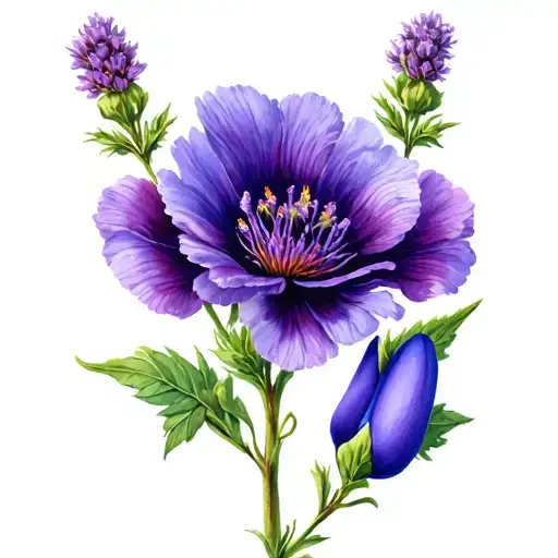 Scottish Heather Single Flower And Single Sweat Pea Flower