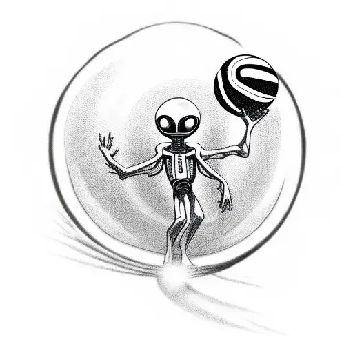 An Alien Figure Holding A Basketball And Surrounded By A Vortex Of Energy