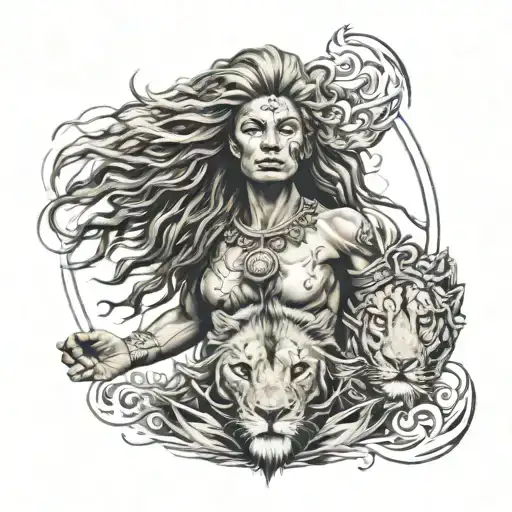 Lion Woman Warrior And Strength