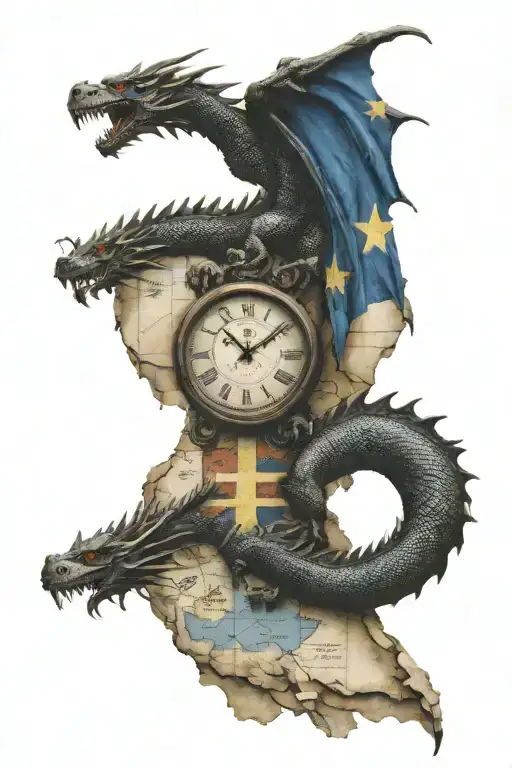 Clock With Dragon And Bosnia Map With Flag