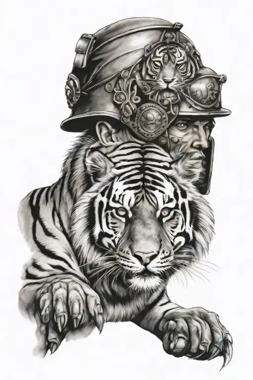 Tiger And Roman Soldier