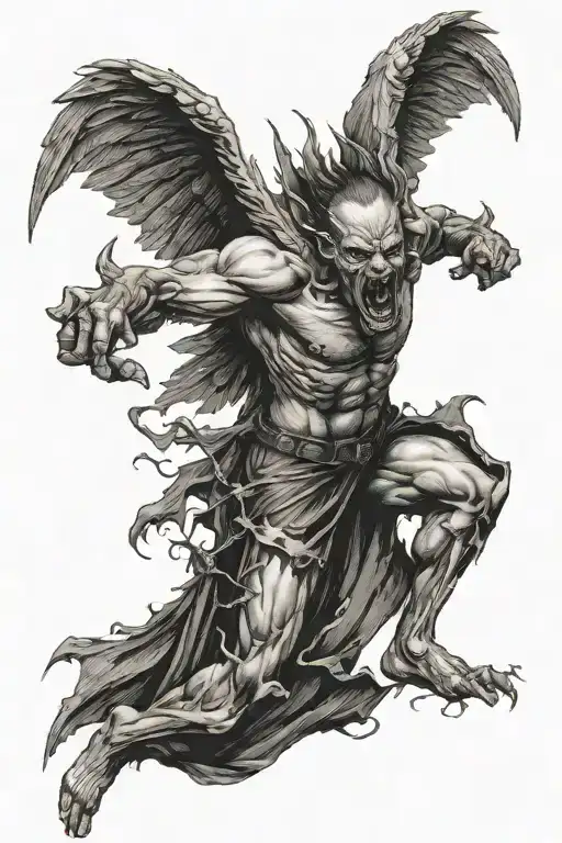 Screaming Man With Demon Wing