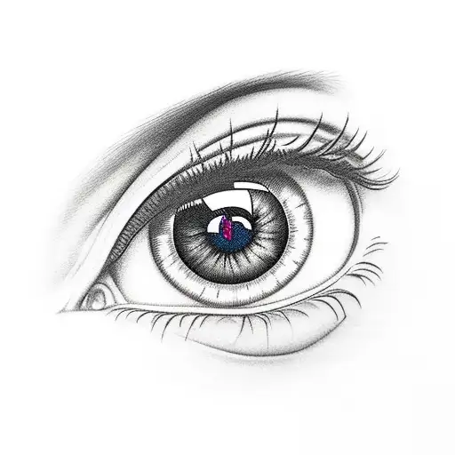 An Eye With Steps On Which A Girl Climbs And A Clock On Which 1Am