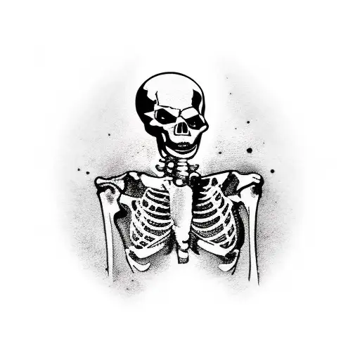 Skeleton Outlaw With Revolver And Cigarette