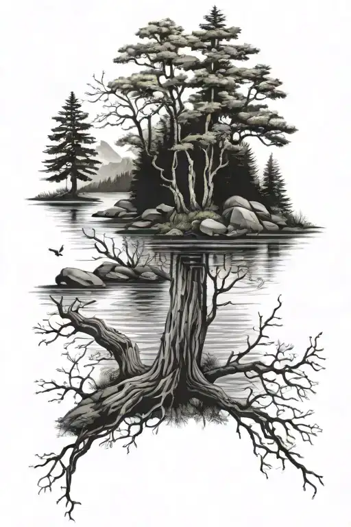 River And Forest Scene