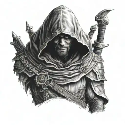 A Hooded Warrior Looking Straight Ahead