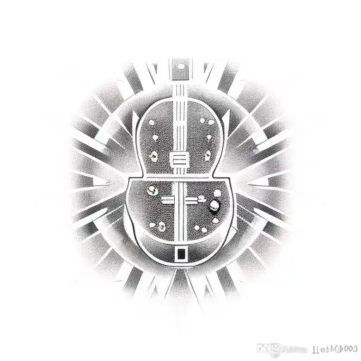 An Electric Guitar Shaped Like A Cross With A Beach Sunset As The Background