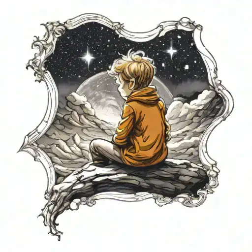 The Little Prince Looking At The Starry Sky