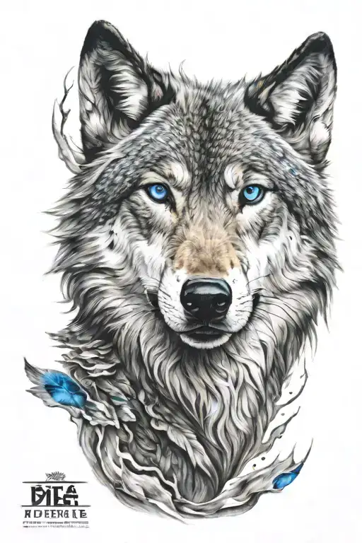 The Face Of A Wolf Looking Into The Future With Blue Eyes