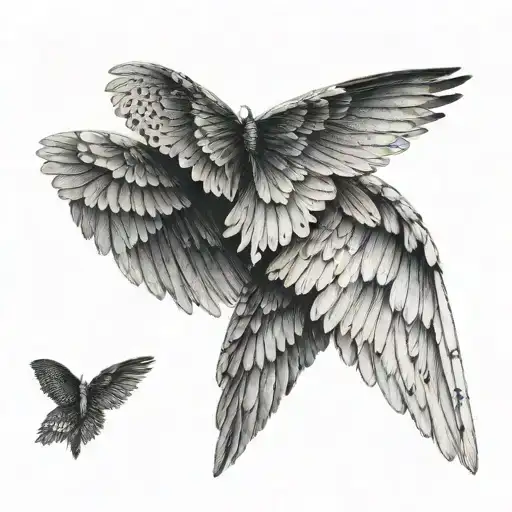 Pair Of Wings One Black And One White Where White Is Corrupted By The White And Black By The White