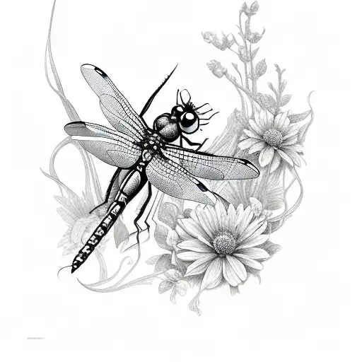 Flowers Dragonfly Woodland Creatures