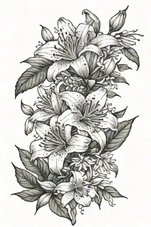 Lily Hawthorn Rose Honeysuckle Flowers