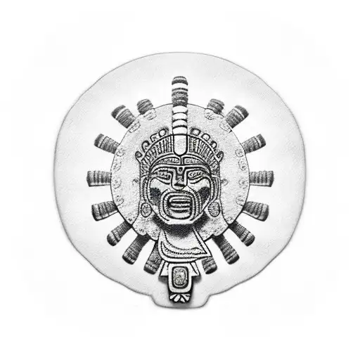 Aztec Warrior With His Shield