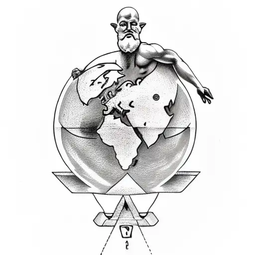 Greek God Atlas Holding The Earth On His Shoulders