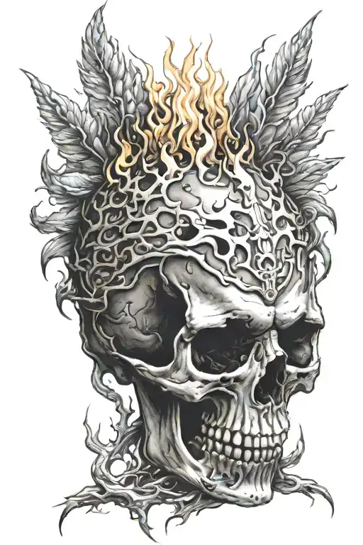 Suffering Skull On Fire