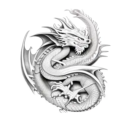 Dragon Holding On The Skin