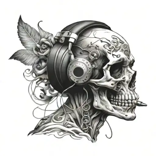 Skull Wearing Headphones