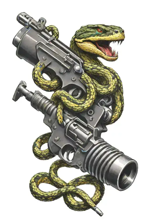 Snake Wrapped Gun Intertwined