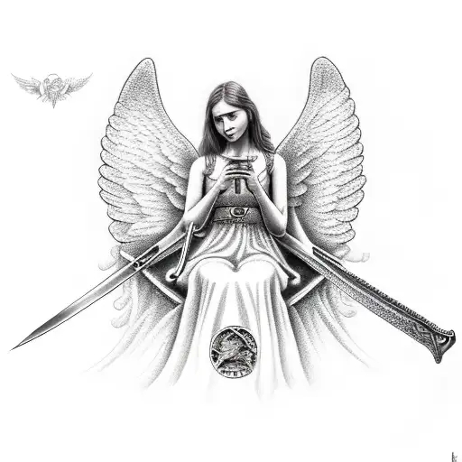 Angel Sit With Sword