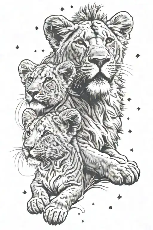 Lioness And Lion Baby Stars
