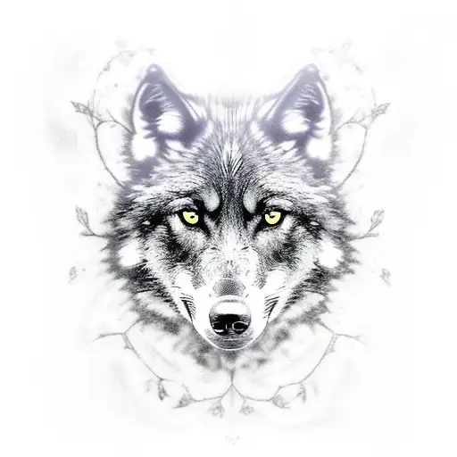 A Lonely Black Wolf Looking For A Pack In The Meedle Of A Full Moon In The Dark Forest