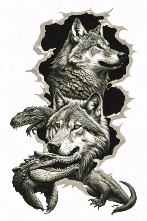 Wolf And Alligator