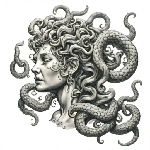 Realistic Medusa Tattoo With Details And Lua