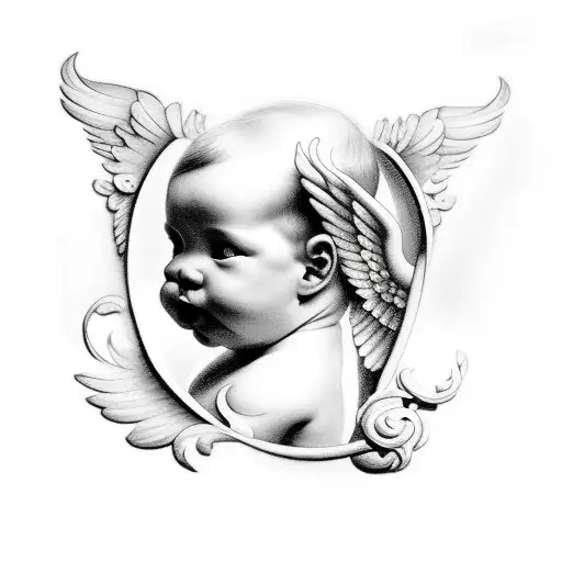 Black And White Baby Cherub