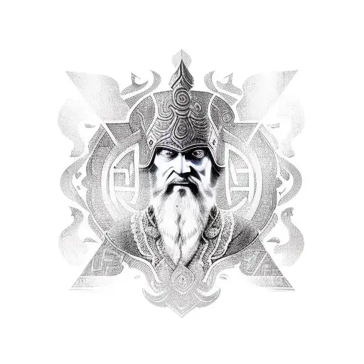 Norse God Odin Wearing An Indonesian Batik Patterned Cloak