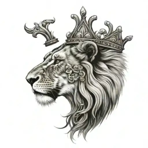 Crowned Lion Face Split In Half