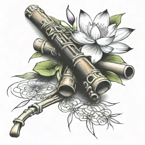 Lotus Flower And Bamboo Side Flute