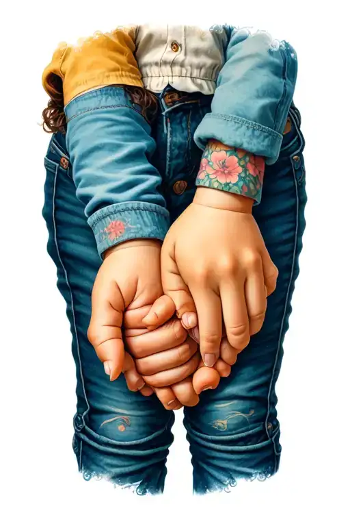 Two Children's Hands Holding Mom's Fingers