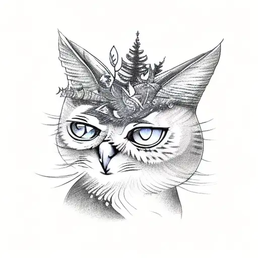 A Cat And Owl Duo Casting Spells In A Mystical Forest