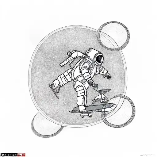 Skateboarding Astronaut Riding A Fibonacci Sequence Skateboard