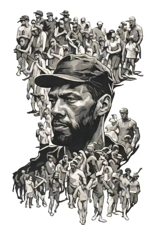 Black Silhouette Of A Man In A Crowd