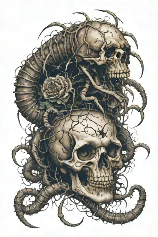 Cursed Doll With A Skull Centipede Passing Through It