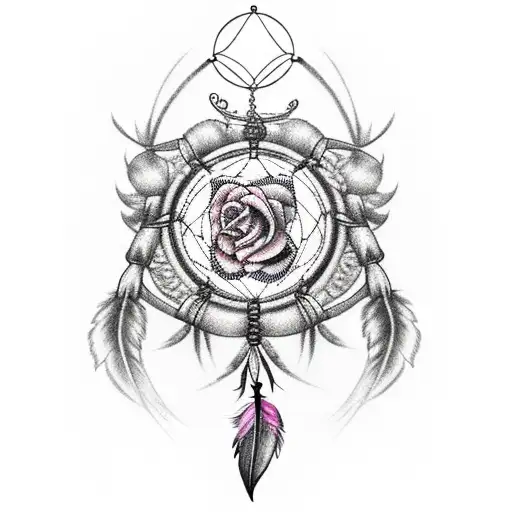 Dreamcatcher With A Rose Above The Feather