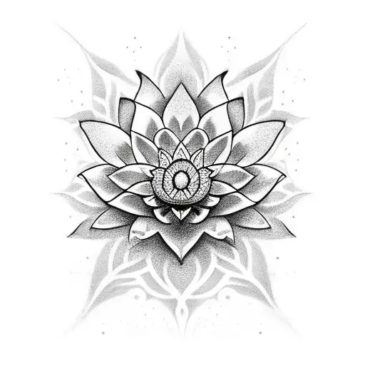 Lotus Flower Blooming Into A Tree Of Life Extending Into A Galaxy